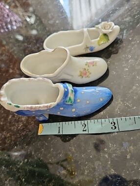Vintage Small China Shoe Figurines - Decorative Trinket Holder Or Salt Sellers